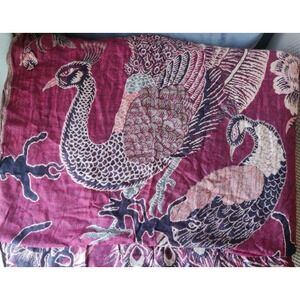 Gift From Jerusalem 100% Cashmere Shawl Red/Black Peacock Print